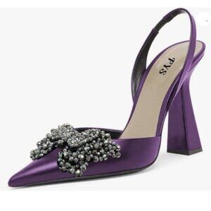 FYS Women Pointed Toe Slingback Sandals Pumps Butterfly Crystal Rhinestones